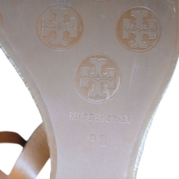 Tory Burch Espagrille Wedges Tan Open Toe Ankle Strap Sandals Size 9 B - Picture 10 of 13